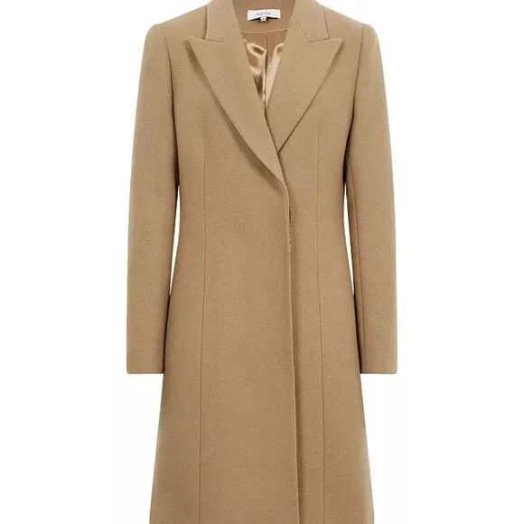 NWOT REISS Harlow Wool Blend Double Breasted Coat - Camel Size 0 (XS)
